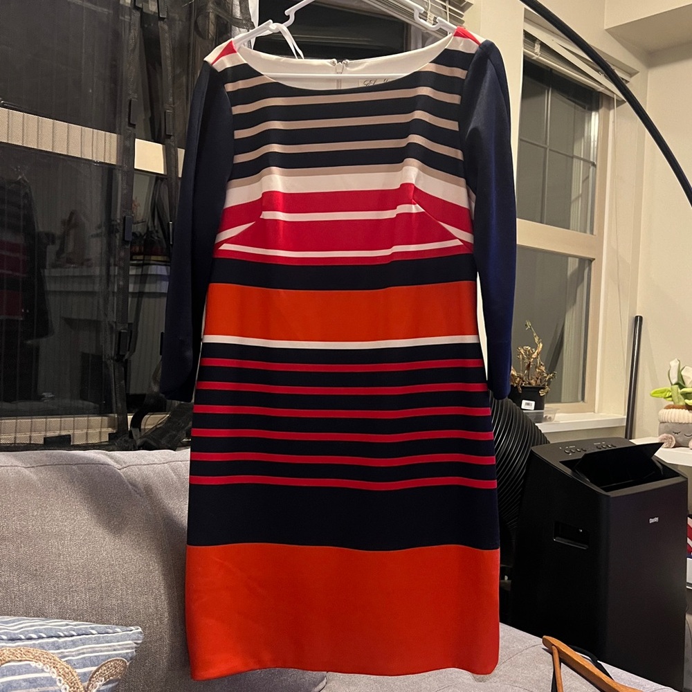 Eliza J Navy and Red Striped Dress